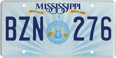 MS license plate BZN276