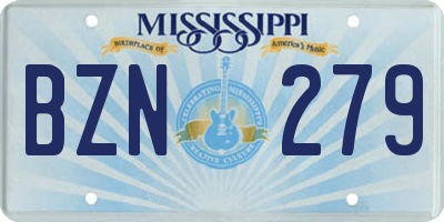 MS license plate BZN279