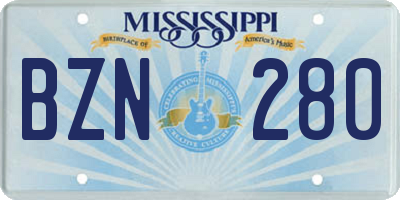 MS license plate BZN280