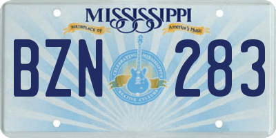 MS license plate BZN283