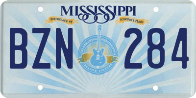 MS license plate BZN284
