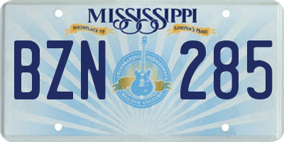 MS license plate BZN285