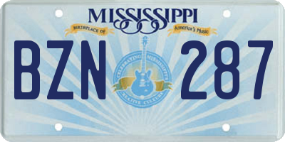 MS license plate BZN287