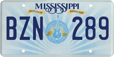MS license plate BZN289
