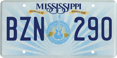 MS license plate BZN290