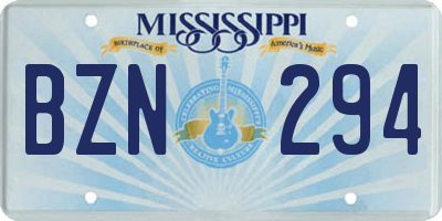 MS license plate BZN294