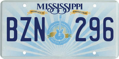 MS license plate BZN296
