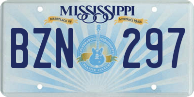 MS license plate BZN297