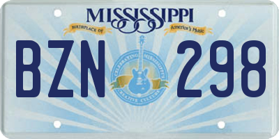 MS license plate BZN298