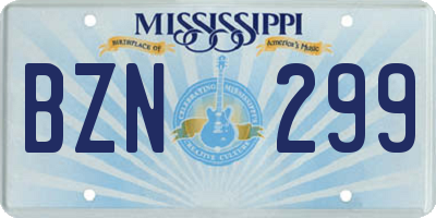 MS license plate BZN299