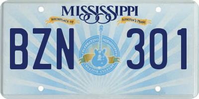 MS license plate BZN301