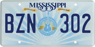 MS license plate BZN302