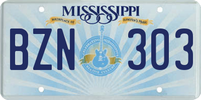 MS license plate BZN303