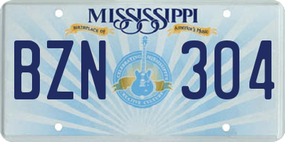 MS license plate BZN304