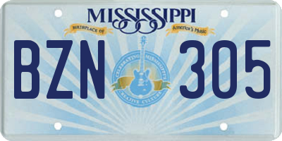 MS license plate BZN305