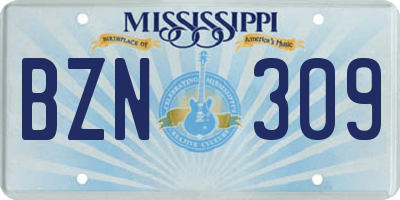 MS license plate BZN309
