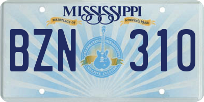 MS license plate BZN310