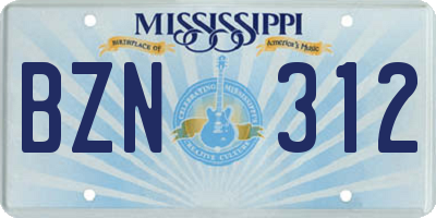 MS license plate BZN312