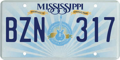 MS license plate BZN317