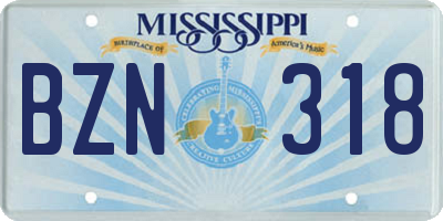 MS license plate BZN318