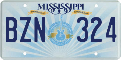 MS license plate BZN324