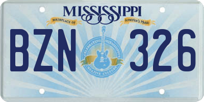MS license plate BZN326