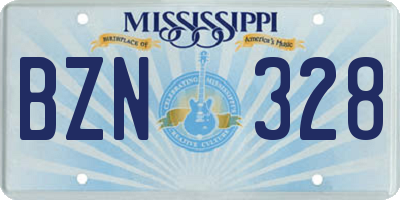 MS license plate BZN328