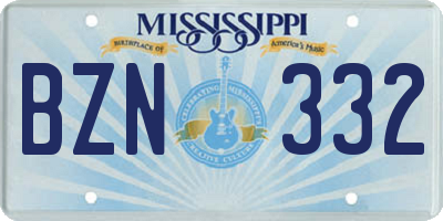 MS license plate BZN332