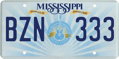 MS license plate BZN333