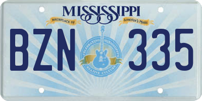 MS license plate BZN335