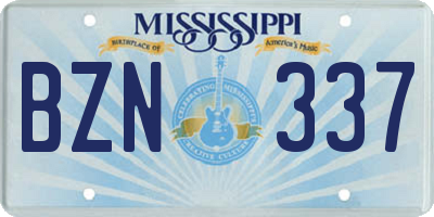 MS license plate BZN337