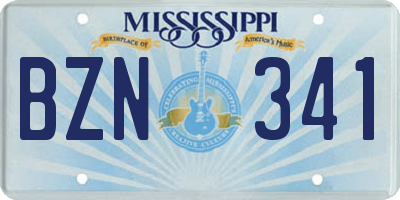MS license plate BZN341