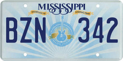 MS license plate BZN342