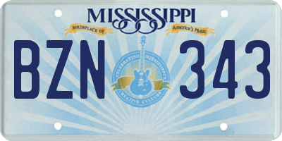 MS license plate BZN343