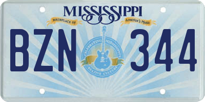 MS license plate BZN344