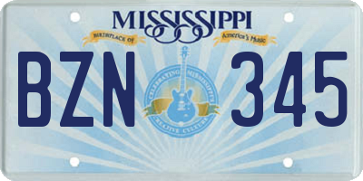 MS license plate BZN345