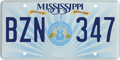MS license plate BZN347