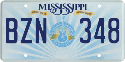 MS license plate BZN348