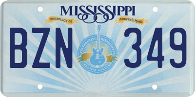 MS license plate BZN349