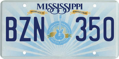 MS license plate BZN350