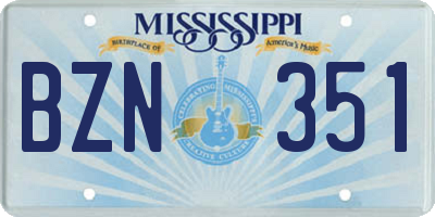 MS license plate BZN351