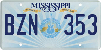 MS license plate BZN353