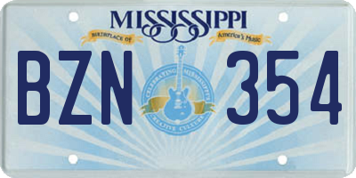 MS license plate BZN354