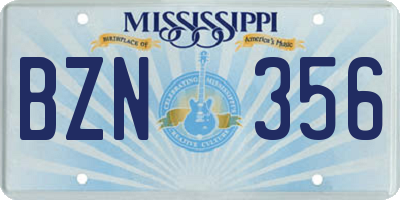 MS license plate BZN356