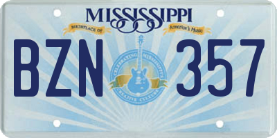 MS license plate BZN357