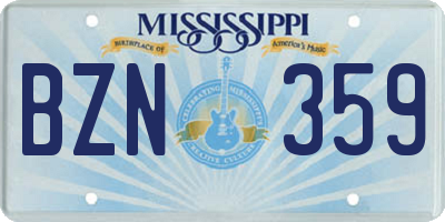 MS license plate BZN359