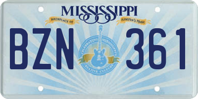 MS license plate BZN361