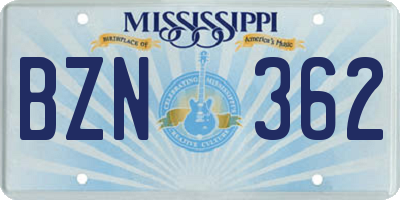 MS license plate BZN362