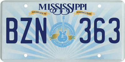 MS license plate BZN363