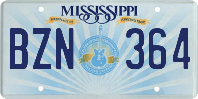 MS license plate BZN364